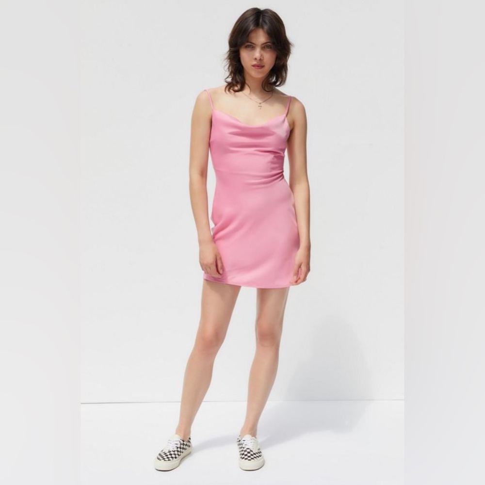 Urban Outfitters soft pink Mallory Cowl Neck Slip Dress
